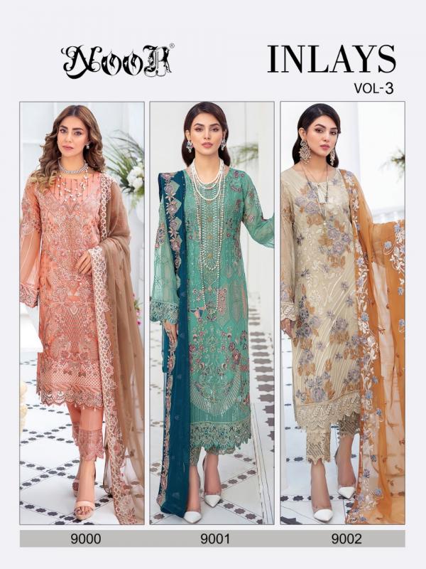 Noor Inlays 3 Designer Georgette Embroidery Pakistani Salwar 